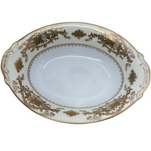 Vintage Wiss China Oval Serving Dish With Gold Floral‎ Design Made In Japan